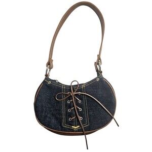 Limited Too Girls Purse Shoulder Bag Denim Blue Laceup Bow Jeans Y2K Style